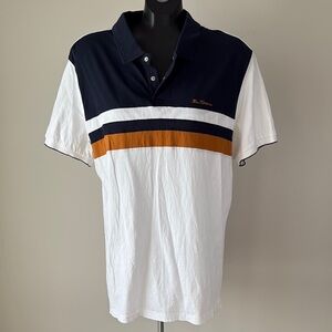 Ben Sherman Polo with Navy, White, and cognac Stripes